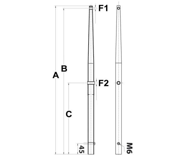 Candelero Acero inox diametro tubo 25 mm con tornillo