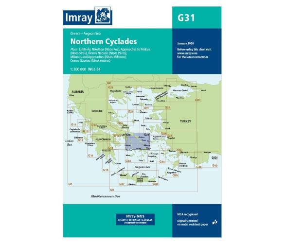 Carta Nautica G31 Cícladas Septentrionales (Norte) Imray