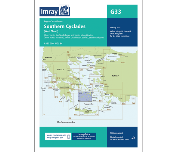 Carta Nautica G33 Cícladas Meridionales - Hoja Oeste (Carta Imray)