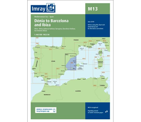 Carta Nautica M13 Denia-Barcelona e Ibiza Imray