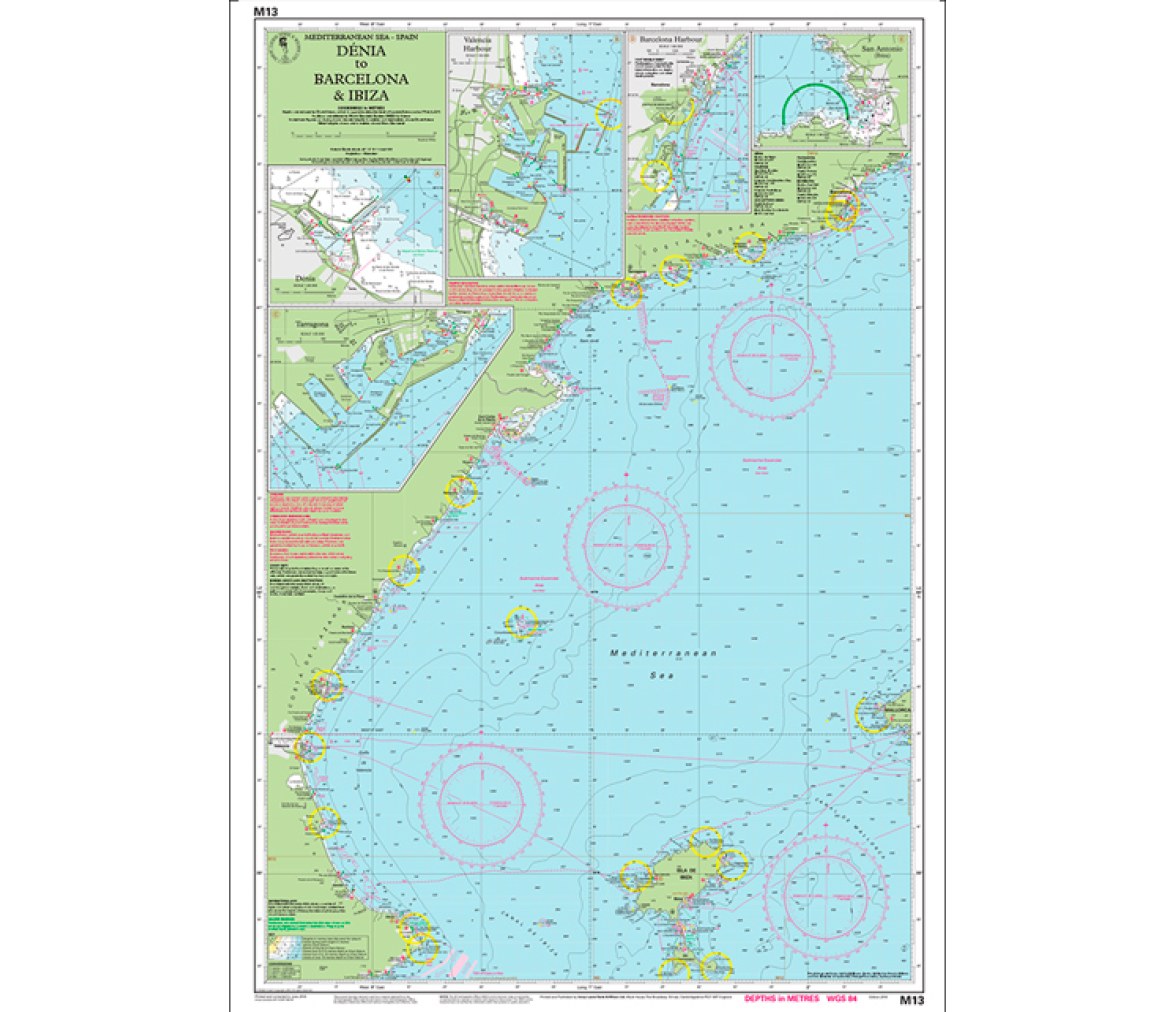 Imray Carta Nautica M13 Denia-Barcelona e Ibiza