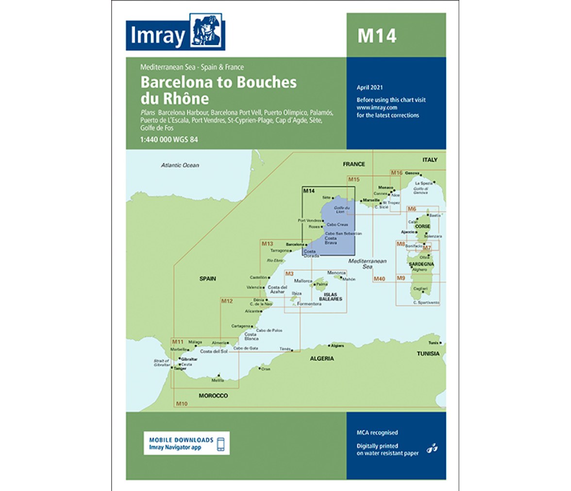 Imray Carta Nautica M14 Barcelona-Bocas del Rodano
