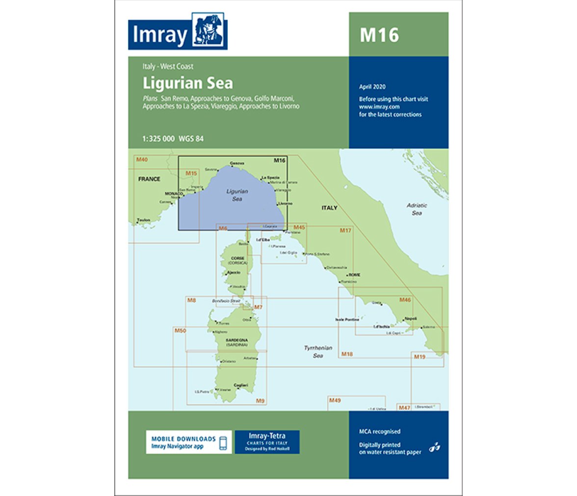 Imray Carta Nautica M16 Mar de Liguria-Monaco-Livorno