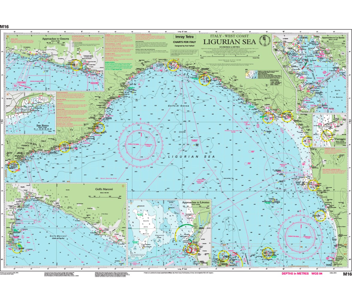 Imray Carta Nautica M16 Mar de Liguria-Monaco-Livorno