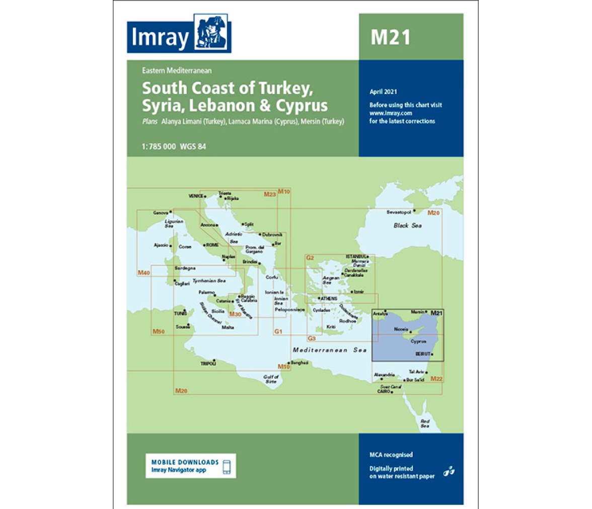 Imray Carta Nautica M21 Costa Sur de Turquia-Siria-Libano-Chipre