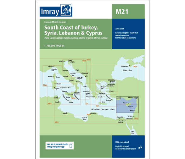 Carta Nautica M21 Costa Sur de Turquia-Siria-Libano-Chipre Imray