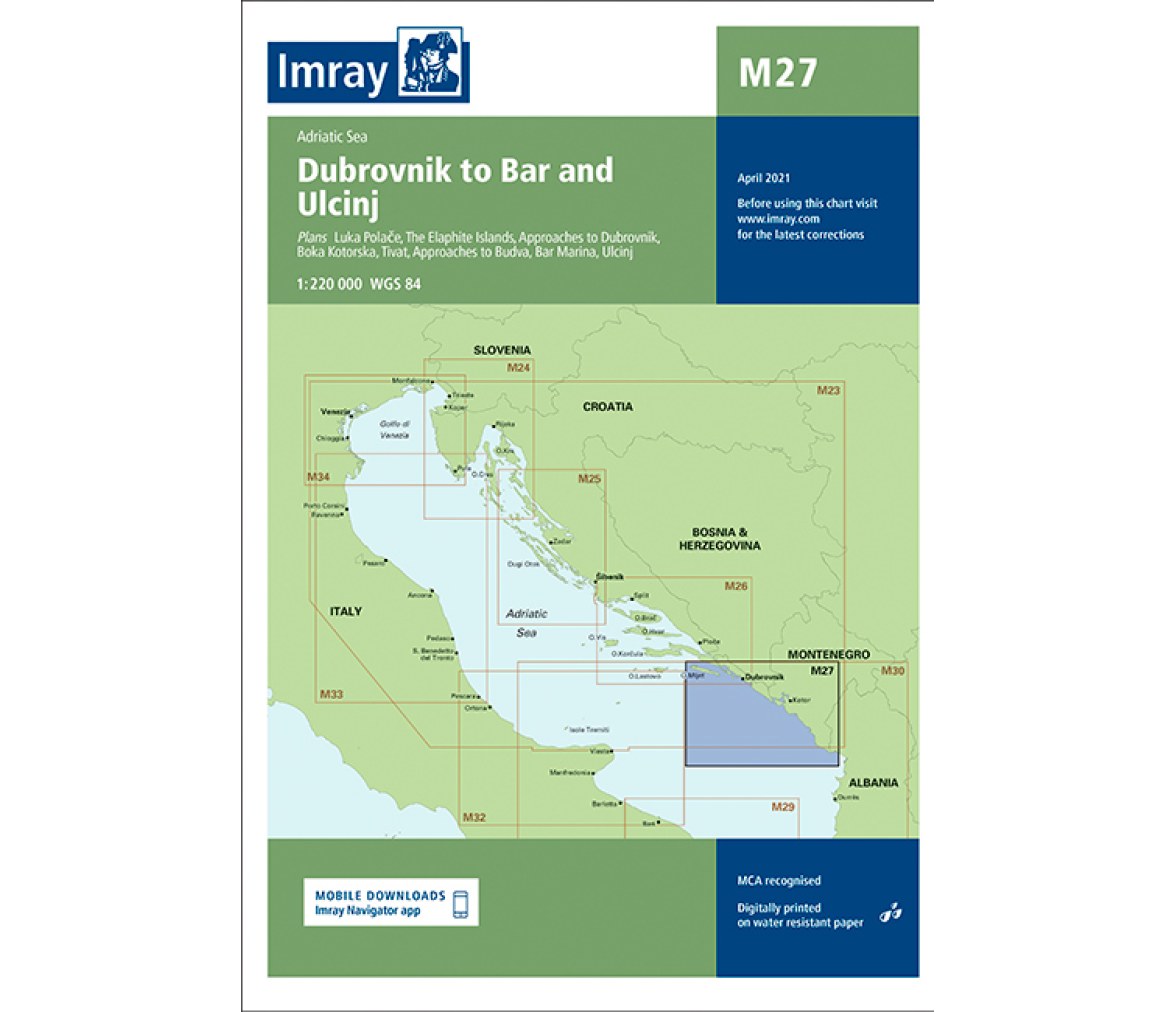Imray Carta Náutica M27 Dubrovnik - Bar y Ulcinj