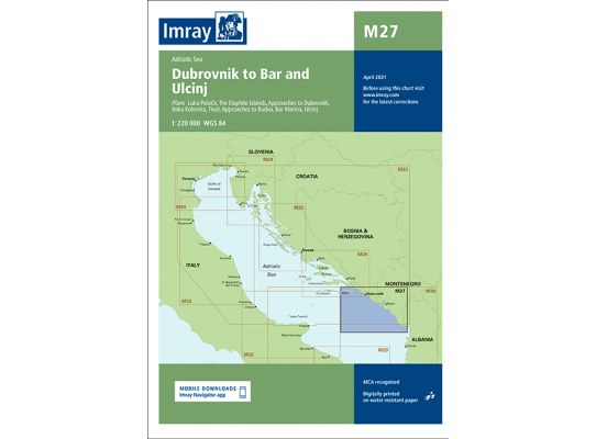 Imray Carta Náutica M27 Dubrovnik - Bar y Ulcinj