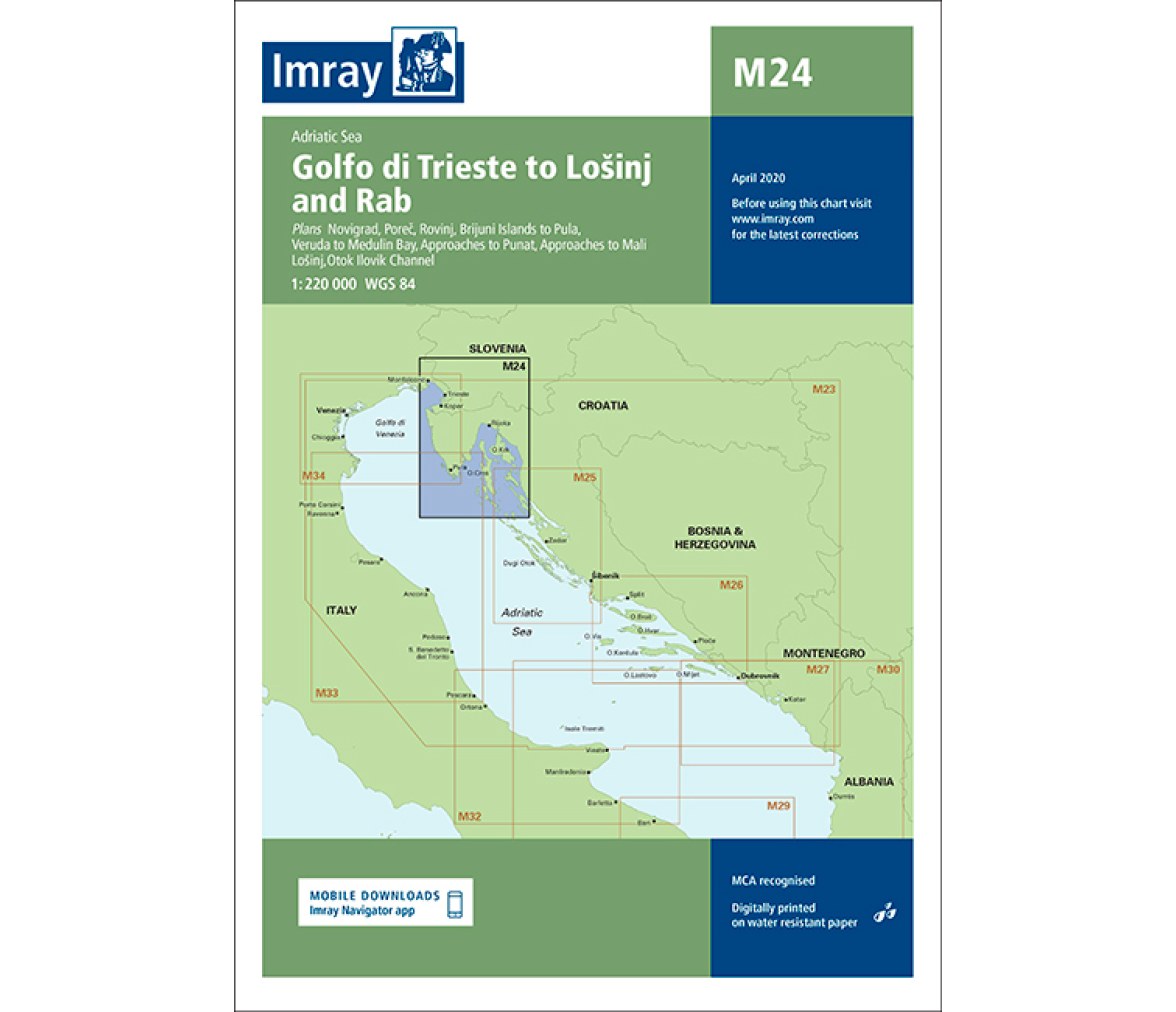 Imray Carta Náutica M24 Golfo de Trieste-Islas Mali Losinj y Rab