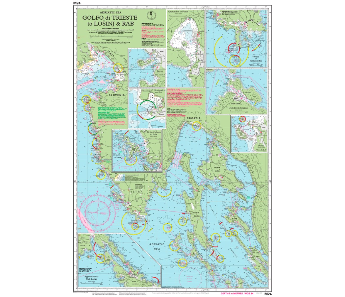 Imray Carta Náutica M24 Golfo de Trieste-Islas Mali Losinj y Rab