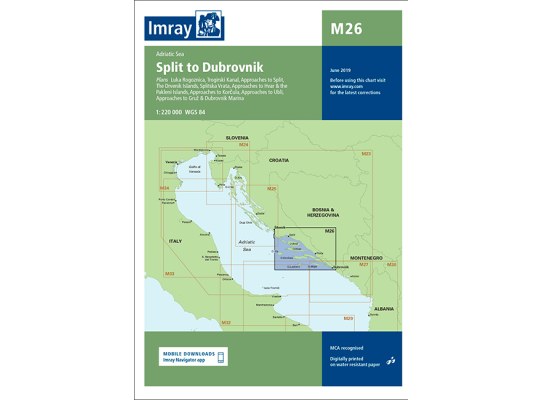 Imray Carta Nautica M26 Split-Dubrovnik