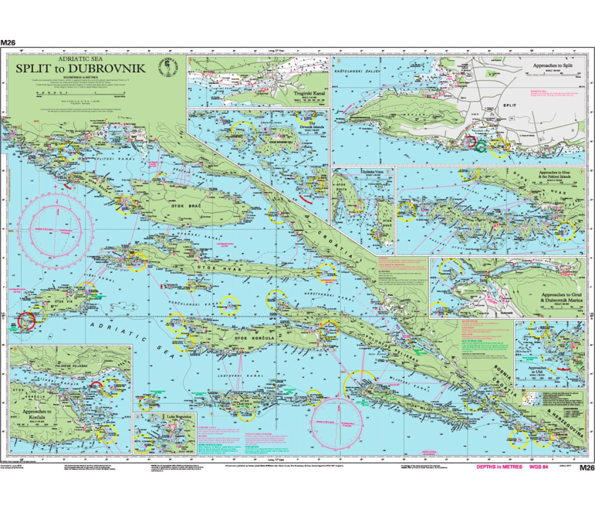 Imray Carta Nautica M26 Split-Dubrovnik