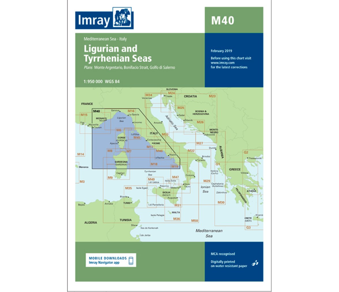 Imray Carta Nautica M40 Mares de Liguria y Tirreno