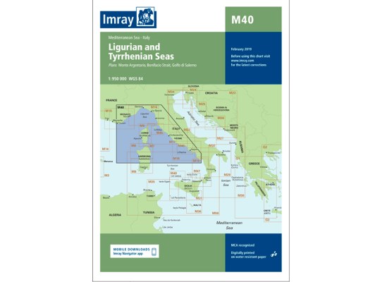Imray Nautical Chart M40 Mares de Liguria and Tirreno