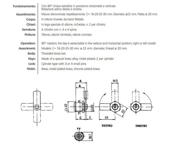 Cerradura para Registros con Llave Yale