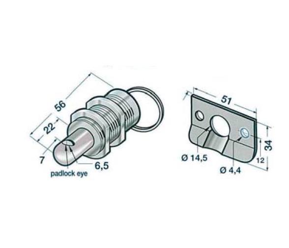 Cerrojo Pulsador para Cofres inox