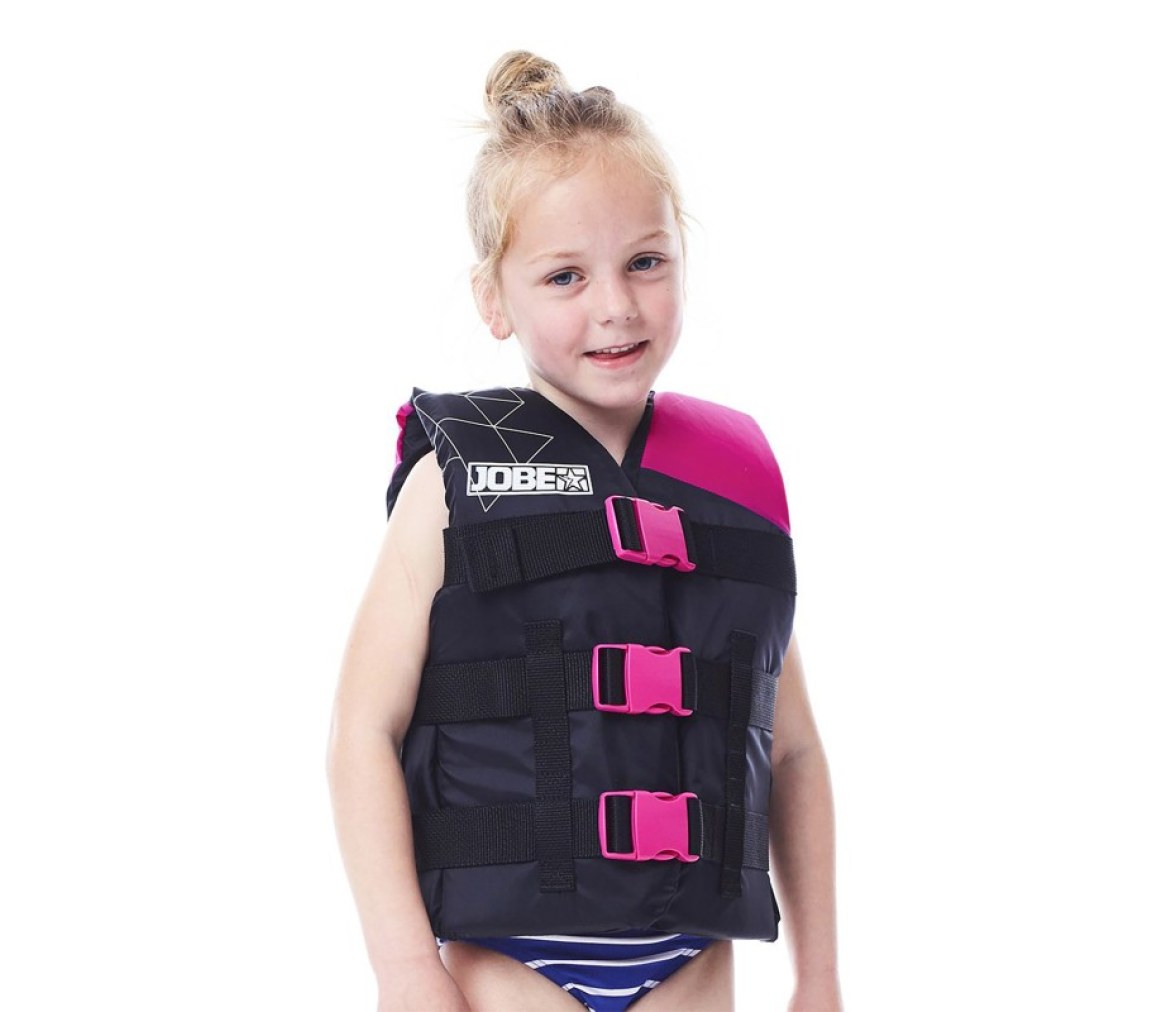 Chaleco salvavidas de nylon para niños Jobe, 30-50 lbs. Rosa