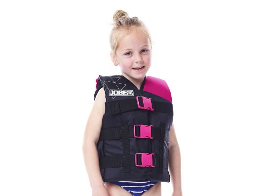 Chaleco salvavidas de nylon para niños Jobe, 30-50 lbs. Rosa
