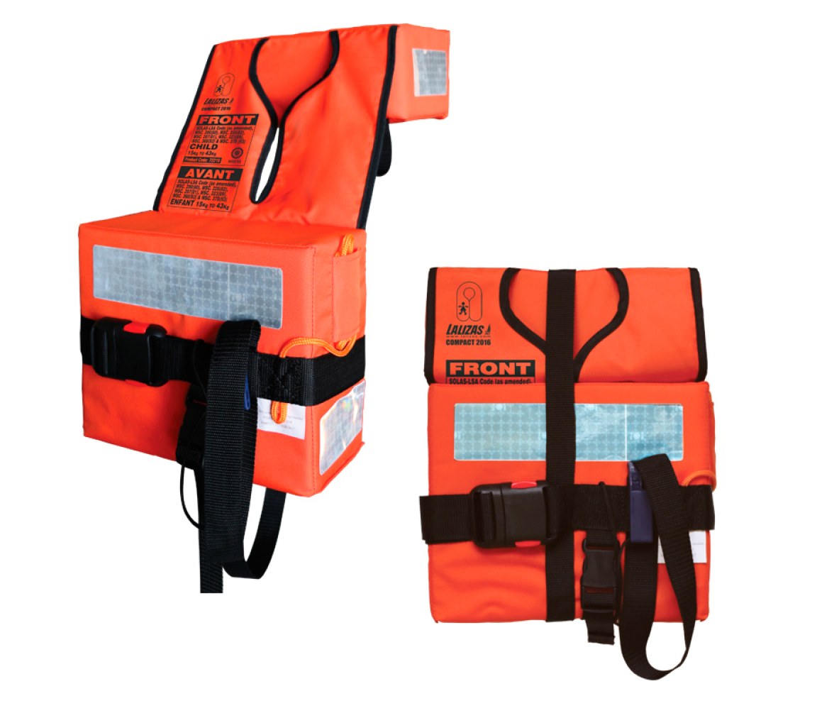 Chaleco Salvavidas Infantil Espuma Plegable Compacto LALIZAS, SOLAS/MED, Naranja