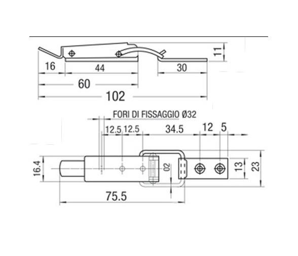 Cierre de Palanca acero inox para escotillas con cierre candado