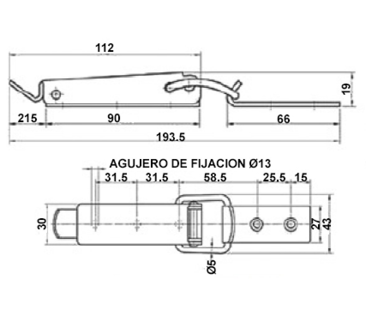 Cierre de Palanca Acero Inox para Escotillas Tipo H