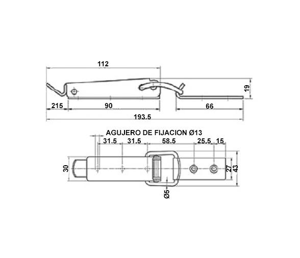 Cierre de Palanca Acero Inox para Escotillas Tipo H