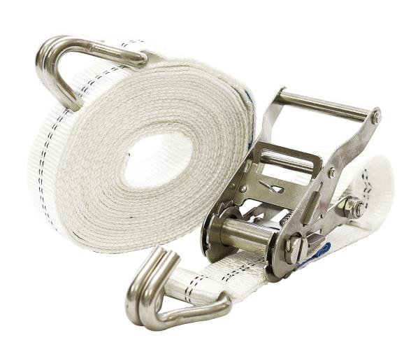 Cincha con Tensor Acero Inoxidabe Con Ganchos Blanco 25mm