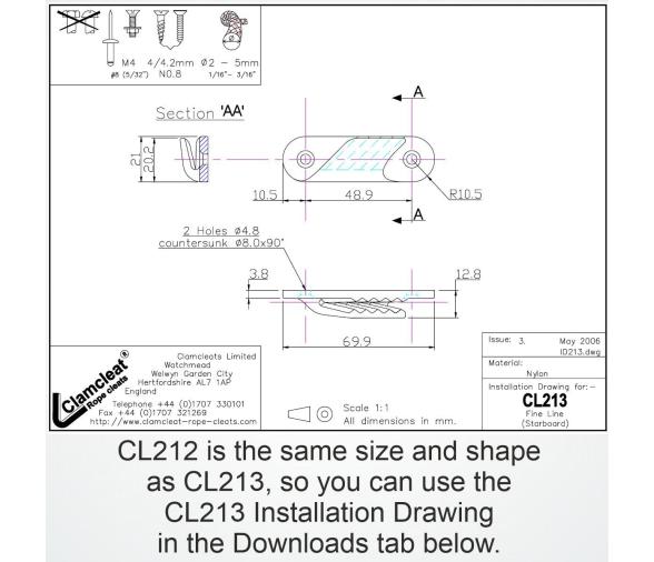 Clamcleat CL212 - Mordedor para línea de relinga