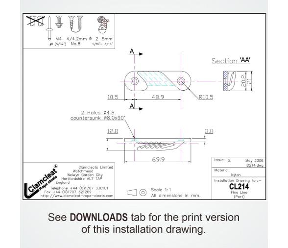 Clamcleat CL214W - Mordedor para línea de relinga
