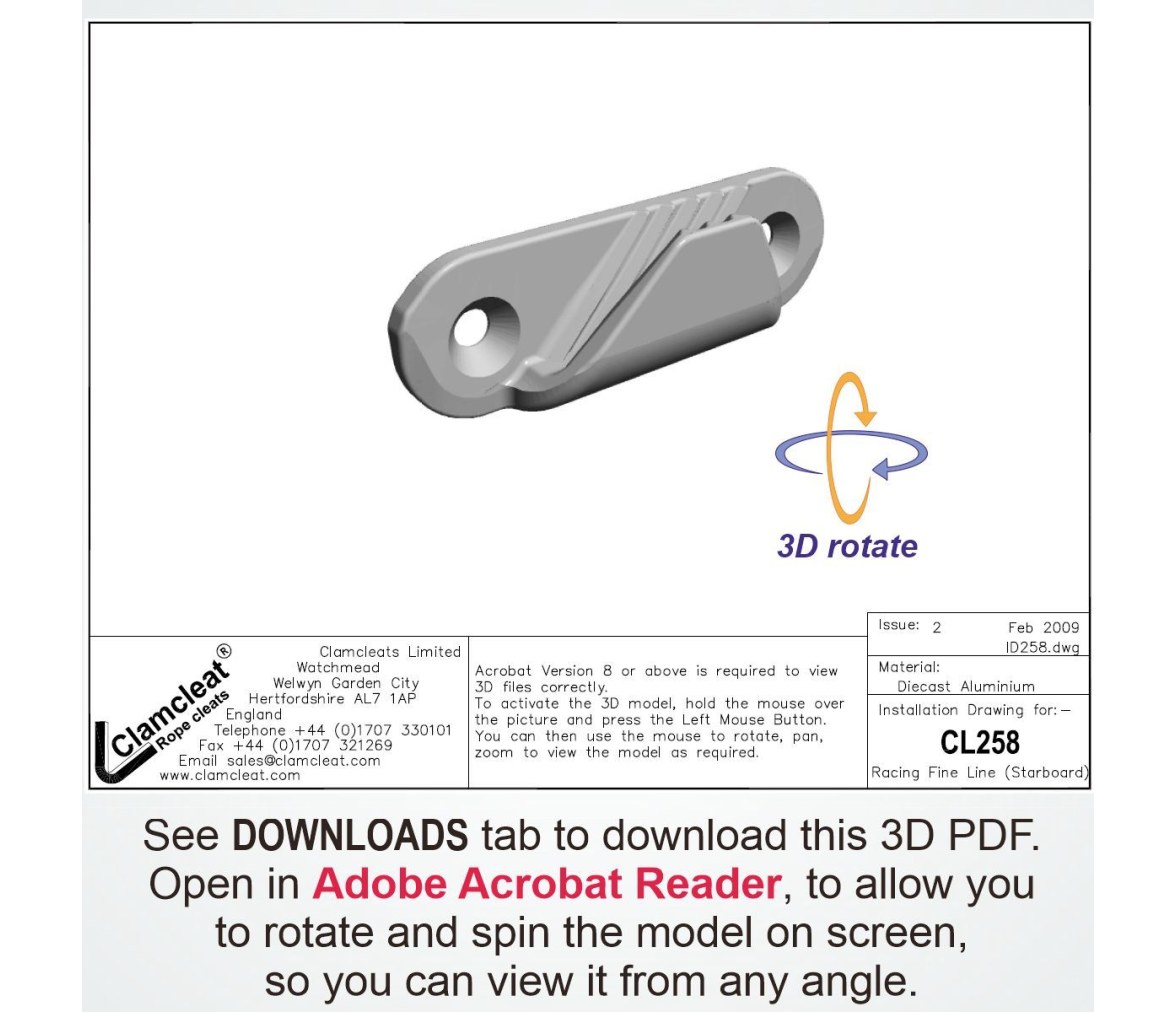 Clamcleat CL258 Racing Fine Line (Estribor)