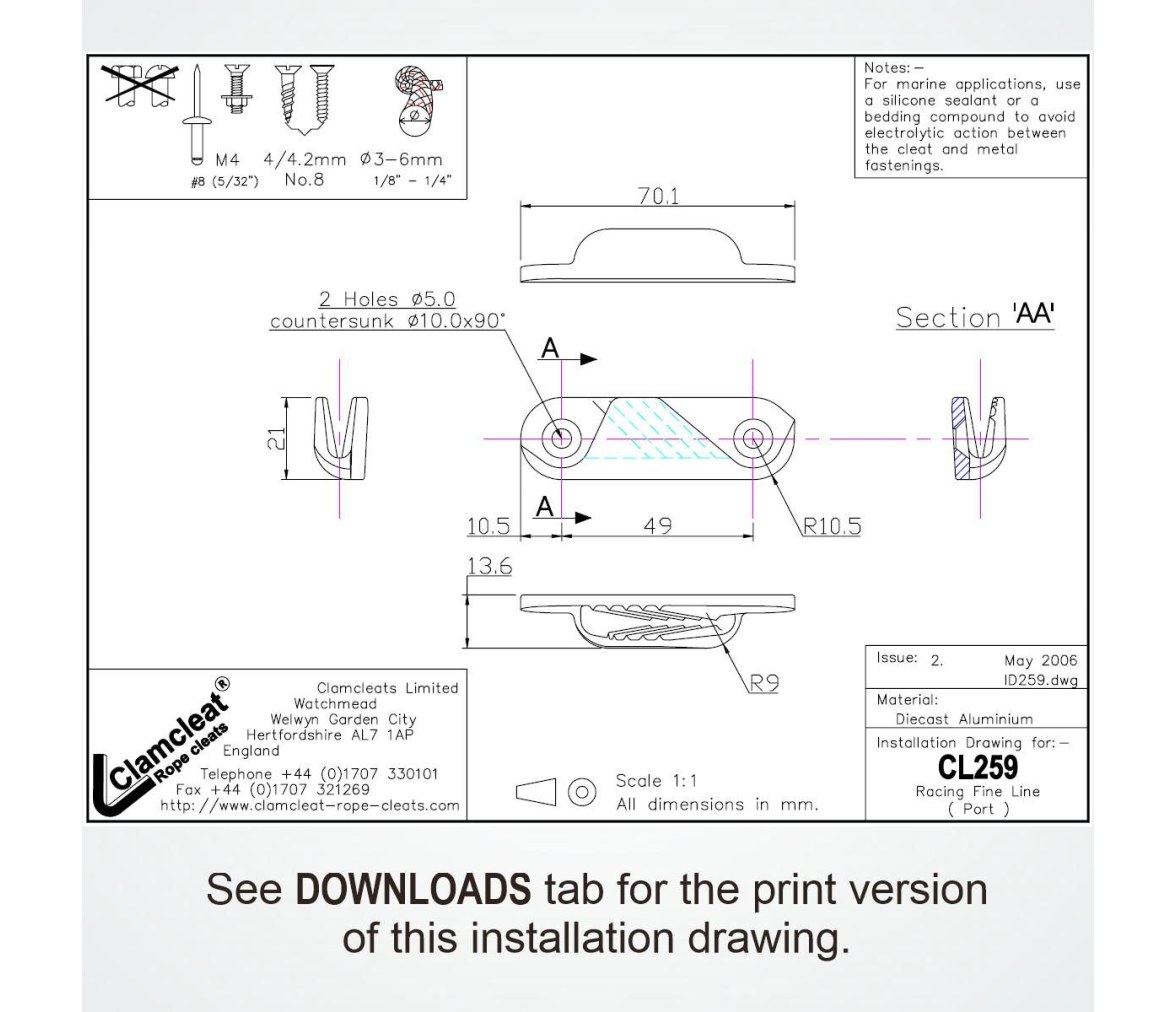 Clamcleat CL259 Racing Fine Line (Babor)