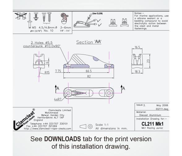 Clamcleat Mordedor CL211 MK1 Aluminio Anodizado Oscuro