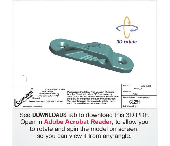 Clamcleat Mordedor CL281 Línea de Vela (Babor)