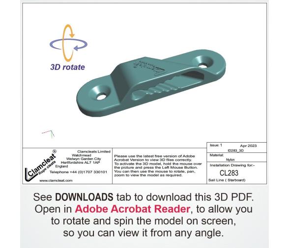 Clamcleat Mordedor CL283 Línea de Vela (Estribor)