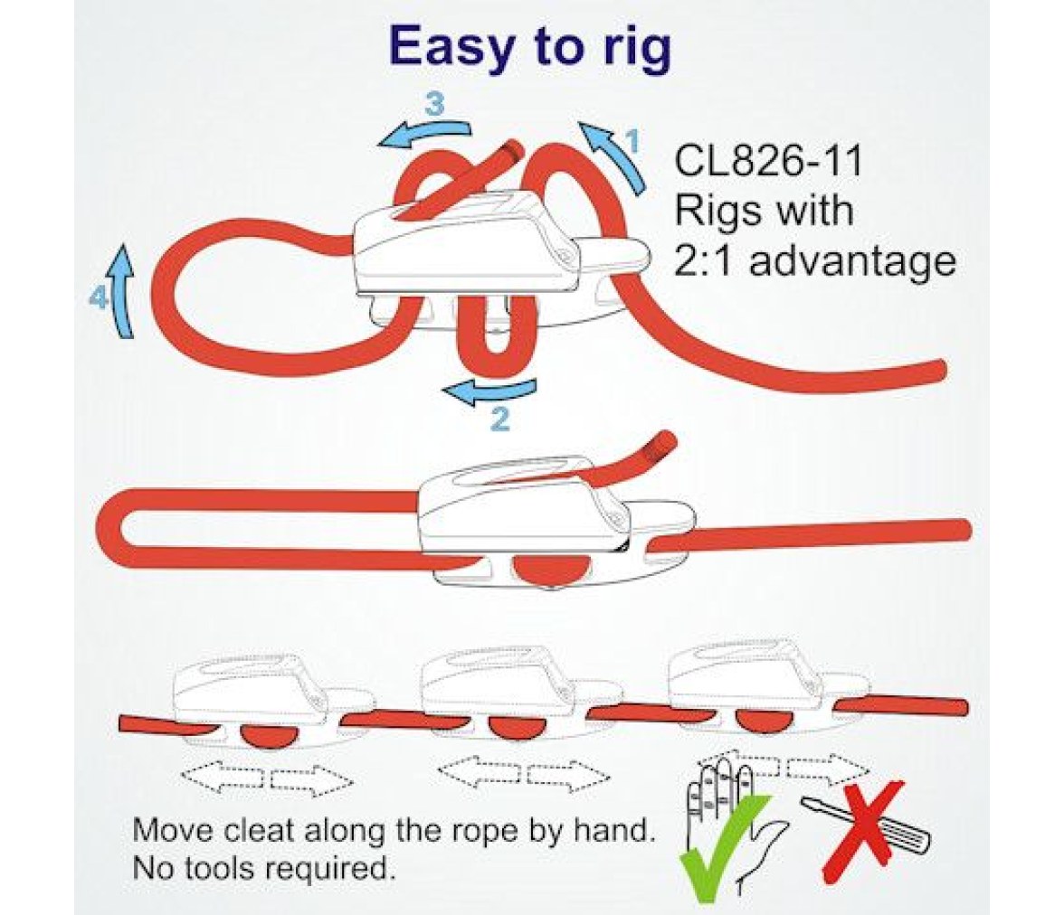 Clamcleat CL826-11 Aero cleat with CL211 Mk2