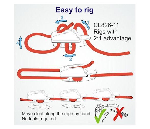 Clamcleat Mordedor CL826-11 Aero cleat con CL211 Mk2