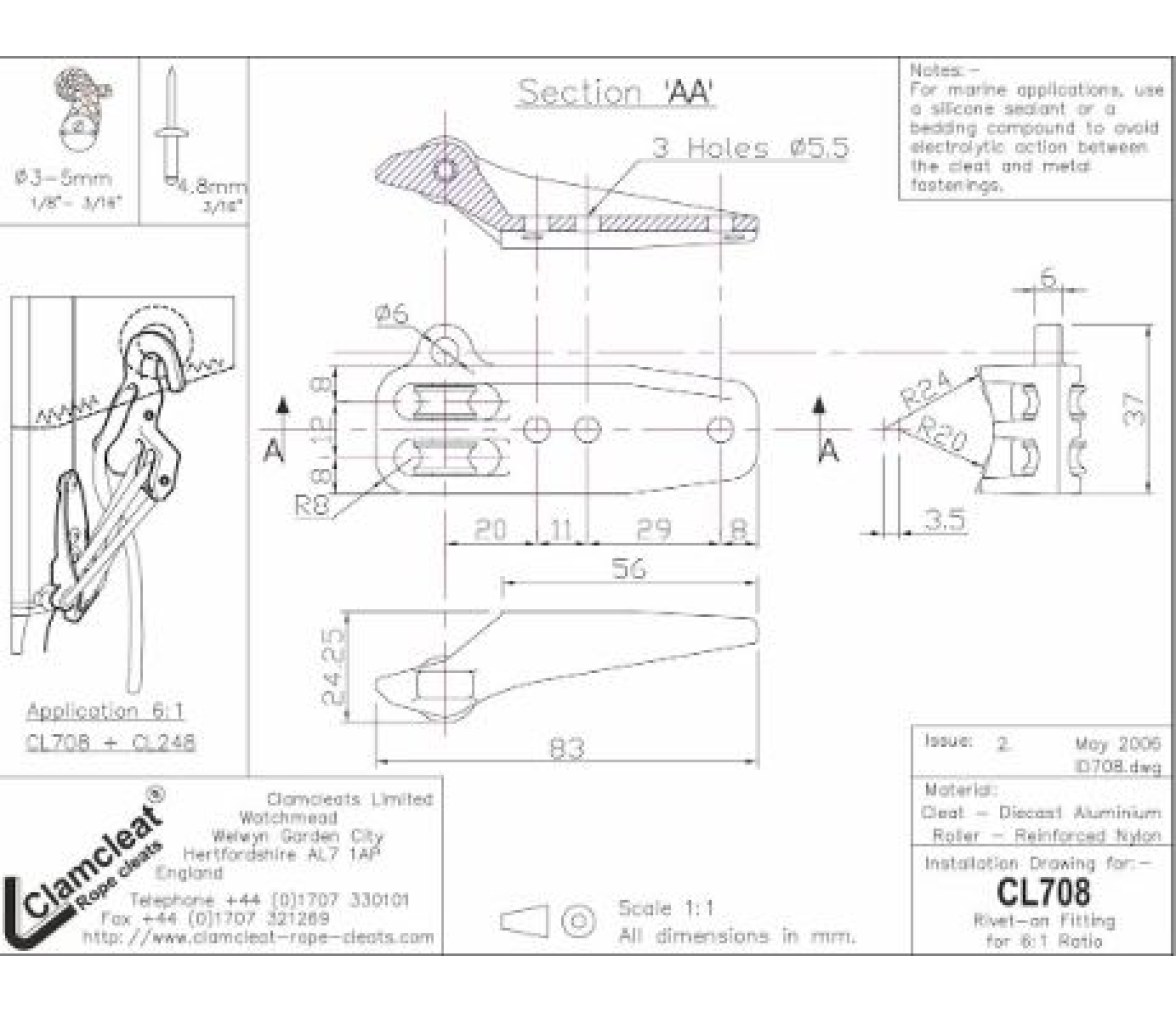 Clamcleat Mordedor CL708 Aluminio