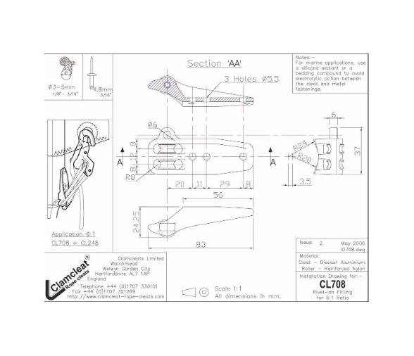 Clamcleat Mordedor CL708 Aluminio