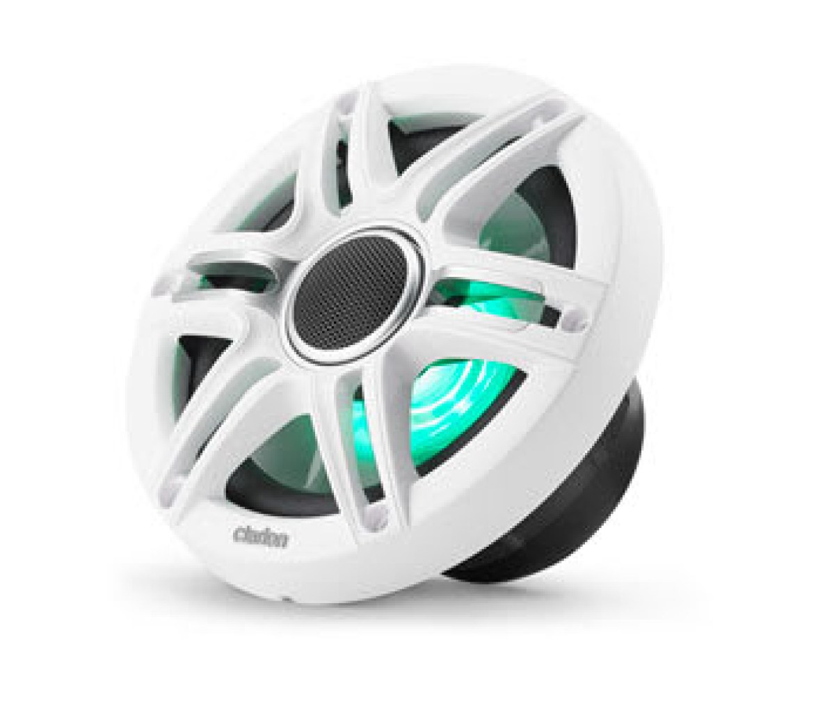 Clarion Altavoces náuticos CMSP, 6,5" con LED y rejilla Sport blanca y gris