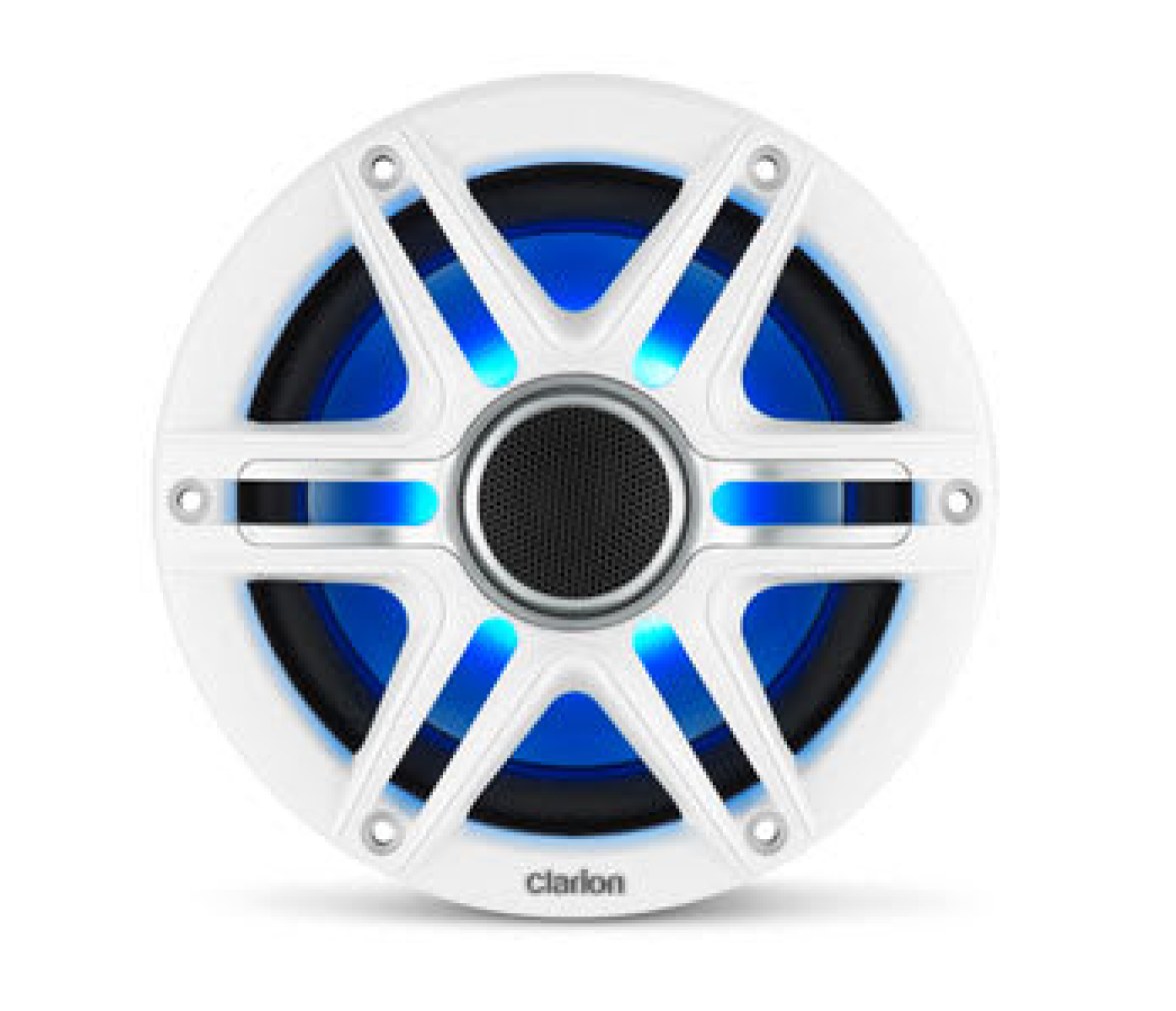 Clarion Altavoces náuticos CMSP, 6,5" con LED y rejilla Sport blanca y gris