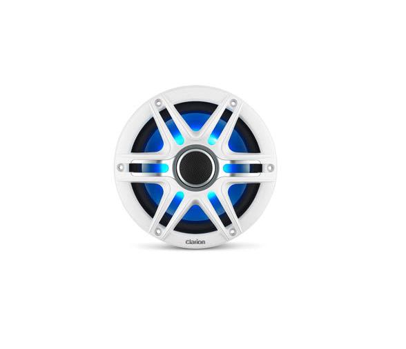 Clarion Altavoces náuticos CMSP, 7,7" con LED y rejilla Sport blanca y gris