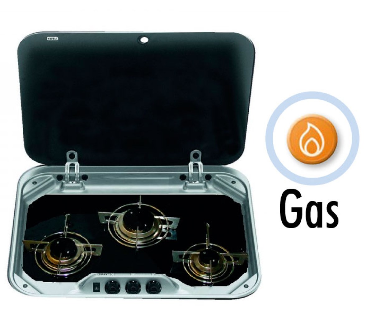 Dometic Cocina 3 Quemadores Tapa y Superficie de Vidrio PI8023GL