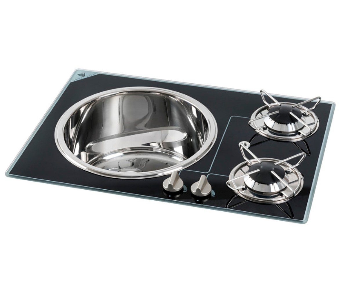 Cocina de 2 Fuegos con Fregadero Inox