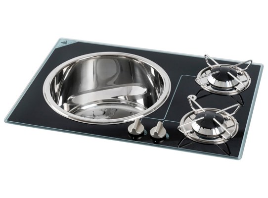 Cocina de 2 Fuegos con Fregadero Inox