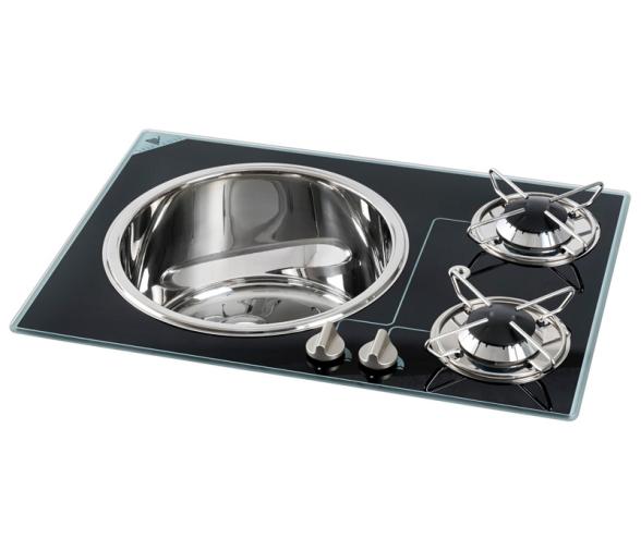 Cocina de 2 Fuegos con Fregadero Inox