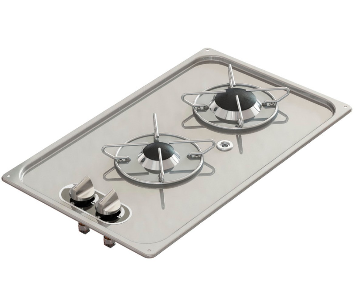 Cocina de Gas Empotrada Rectangular con 2 Fuegos