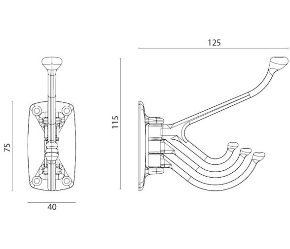 Colgador Perchero 4 Ganchos Laton