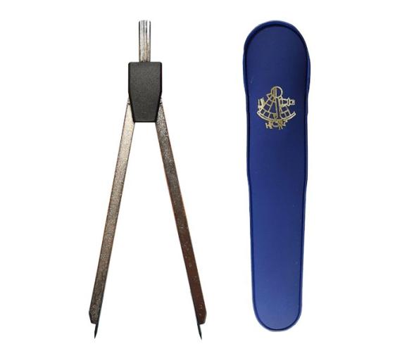 Compás náutico en latón niquelado con puntas fijas 14cm