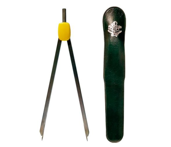 Compás náutico en latón niquelado con puntas fijas 17,5cm