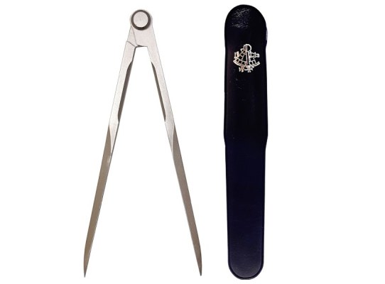 Fixed-point divider made from nickel with matte finish, 180 mm long